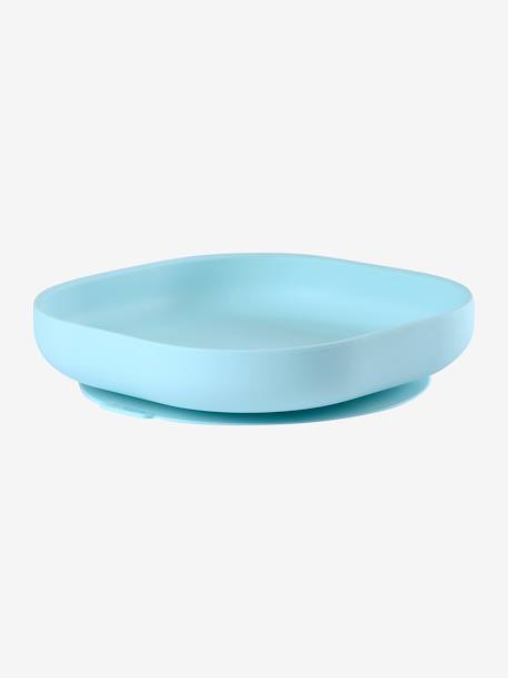 Assiette silicone avec ventouse BEABA bleu+vert 1 - vertbaudet enfant 