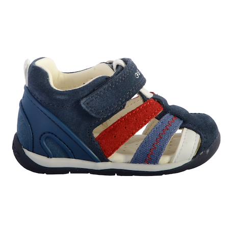 Sandales en cuir velours à scratch Marine rouge 1 - vertbaudet enfant 