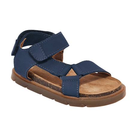 Sandales en cuir  à scratch Bleu 3 - vertbaudet enfant 