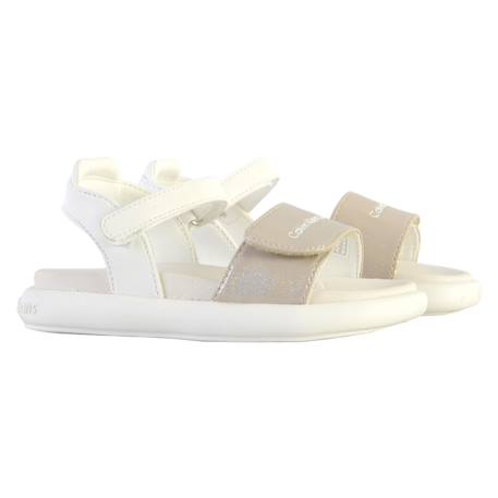 Sandales  à scratch Beige blanc 3 - vertbaudet enfant 