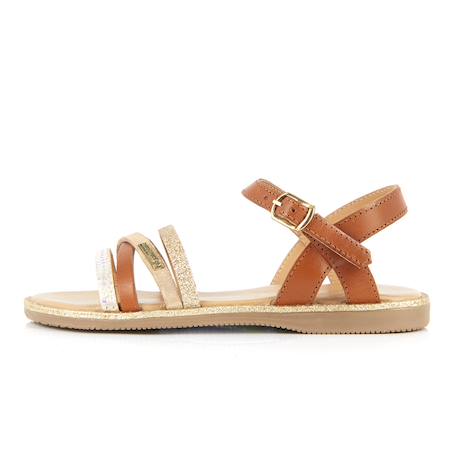 Sandales en cuir  à brides Blanc+Marron 6 - vertbaudet enfant 