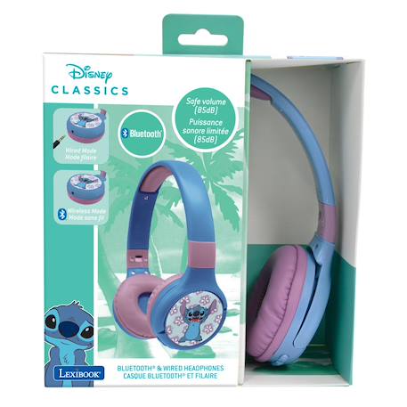 Casque 2 en 1 stitch bluetooth et filaire avec limitation de son Violet 4 - vertbaudet enfant 