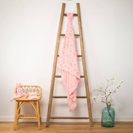 Lange en gaze de coton lla Rosella imprimé floral, rose 3 - vertbaudet enfant 