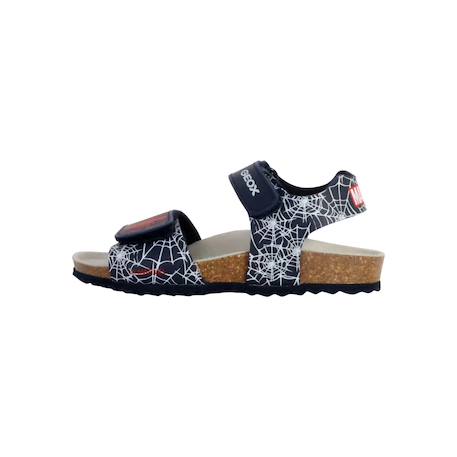 Sandales en cuir  à scratch Navy rouge 2 - vertbaudet enfant 