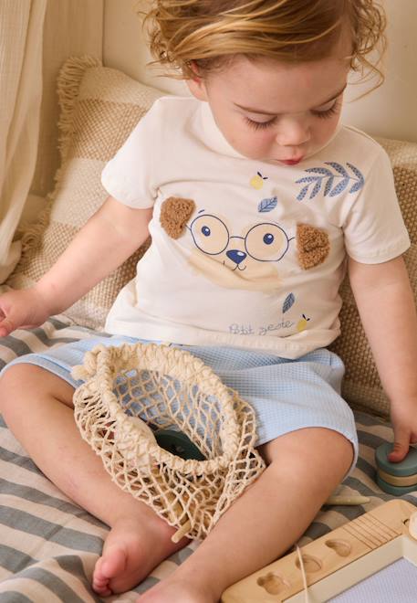 Ensemble bébé t-shirt et short zeste d'amour Bleu 1 - vertbaudet enfant 