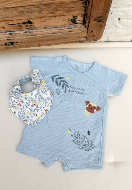 Barboteuse bébé + foulard zeste d'amour Bleu 1 - vertbaudet enfant 