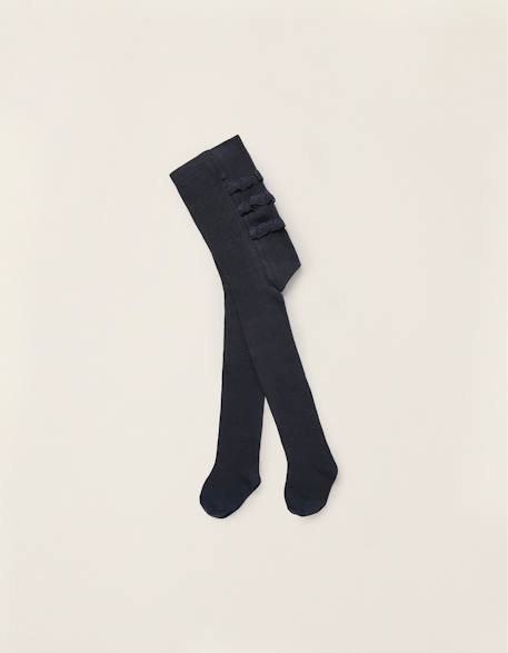 Collants en tricot avec volants Bleu foncé 1 - vertbaudet enfant 