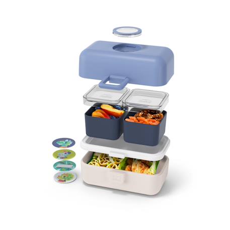 Lunch box à compartiments 800ml tresor Blanc/rose+Bleu dino+Bleu infinity+Bleu wolf+Bleu/crème+Cannelle fox+Rose birds+Rose blush+Rose papercut+Vert forest+Vert raccoon+Vert/bleu 26 - vertbaudet enfant 