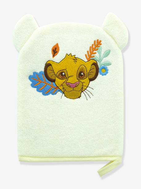 Gant de toilette Disney ludique brodé tête de Simba jaune pastel 3 - vertbaudet enfant 