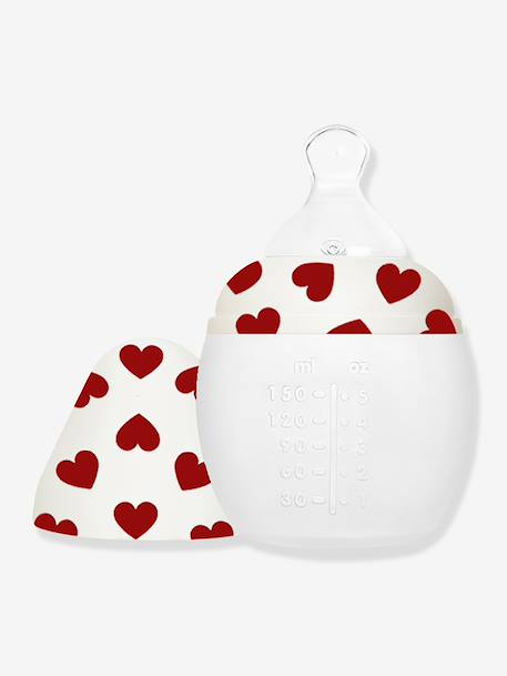 Biberon BibRond 150 ml ELHEE blanc imprimé+rose imprimé 1 - vertbaudet enfant 