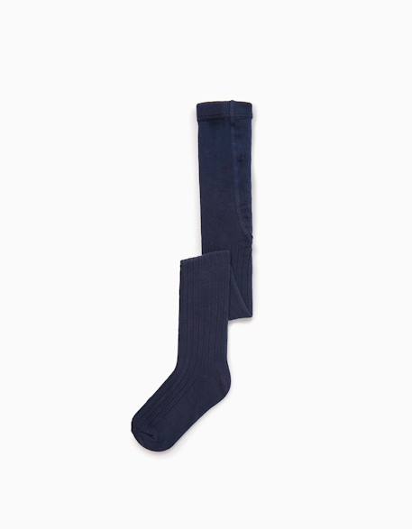 Collant en maille côtelée anti-boulochage Bleu foncé 1 - vertbaudet enfant 