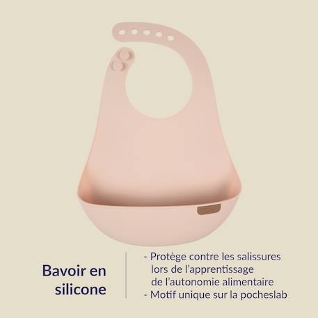 Bavoir récupérateur en silicone difax lovi Beige+Vert 6 - vertbaudet enfant 