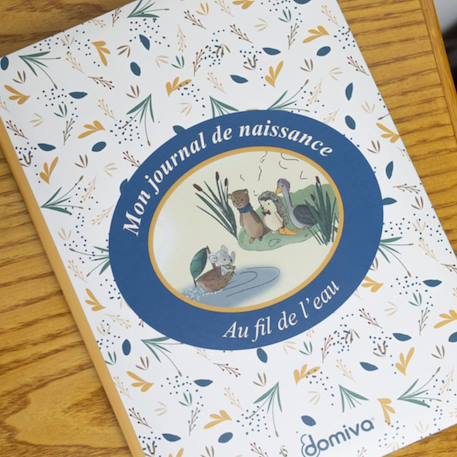 Coffret boîte à trésors et journal de naissance au fil de l'eau Bleu, jaune, blanc 3 - vertbaudet enfant 