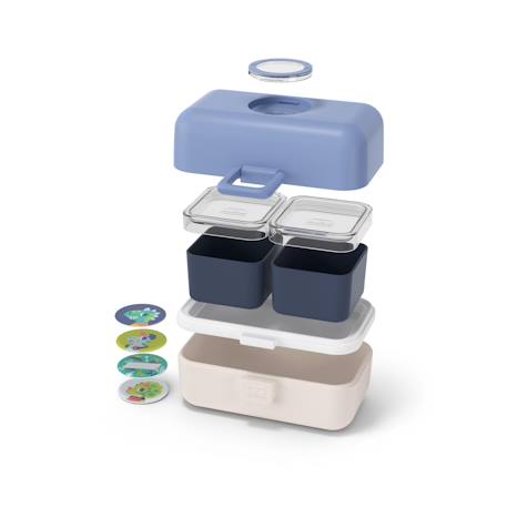 Lunch box à compartiments 800ml tresor Blanc/rose+Bleu dino+Bleu infinity+Bleu wolf+Bleu/crème+Cannelle fox+Rose birds+Rose blush+Rose papercut+Vert forest+Vert raccoon+Vert/bleu 24 - vertbaudet enfant 
