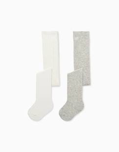 -Pack 2 collants uni/côtelé
