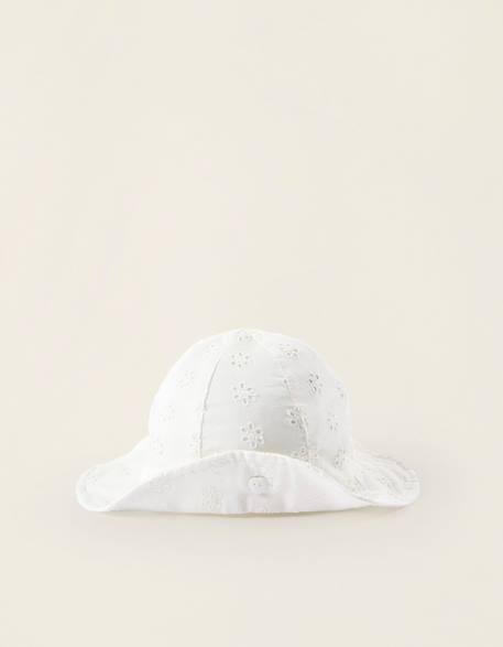 Chapeau avec broderie anglaise Blanc 1 - vertbaudet enfant 