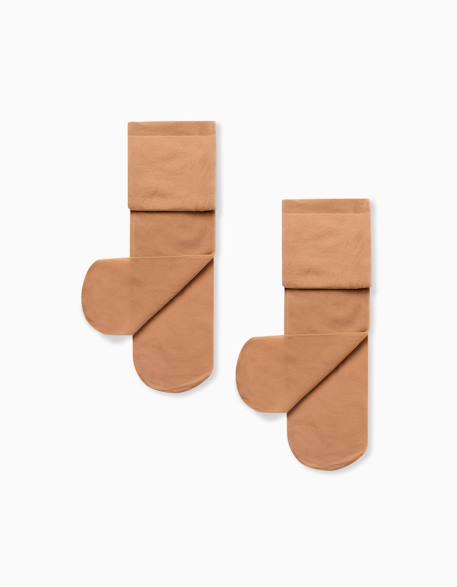 Pack 2 collants en microfibre Beige clair 1 - vertbaudet enfant 