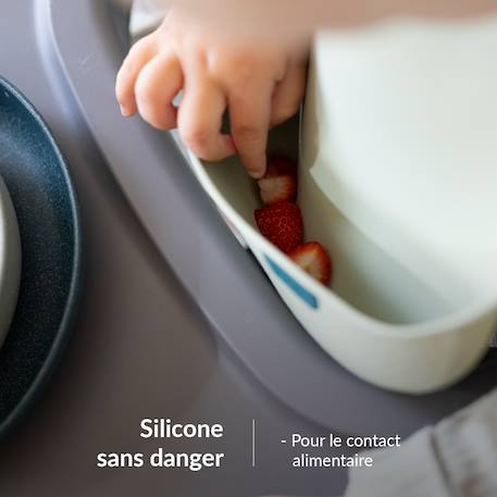 Bavoir récupérateur en silicone difax lovi Beige+Vert 12 - vertbaudet enfant 