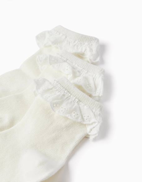 Pack 3 paires de chaussettes avec broderie anglaise Blanc 2 - vertbaudet enfant 