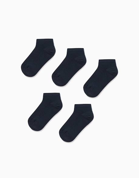 Pack 5 paires de socquettes unies Bleu foncé 1 - vertbaudet enfant 