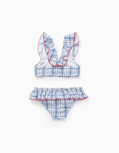 Maillot De Bain Bikini 2 Pièces Xhilaration - Taille Fille Medium (7/8) - Imprimé Carreaux Multicolore - Occasion Bon état