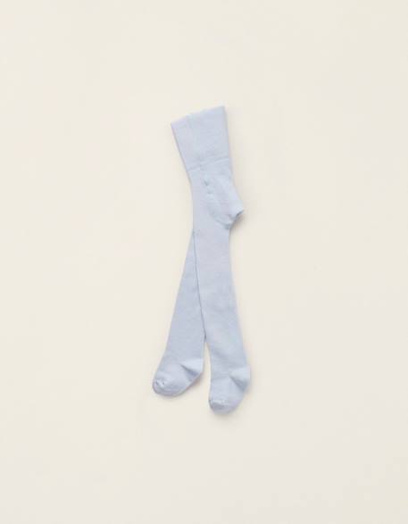 Collant taille haute en coton Bleu clair 1 - vertbaudet enfant 