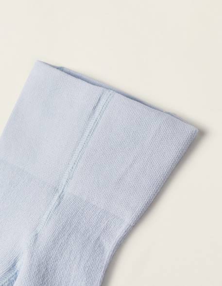 Collant taille haute en coton Bleu clair 2 - vertbaudet enfant 