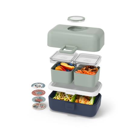Lunch box à compartiments 800ml tresor Blanc/rose+Bleu dino+Bleu infinity+Bleu wolf+Bleu/crème+Cannelle fox+Rose birds+Rose blush+Rose papercut+Vert forest+Vert raccoon+Vert/bleu 67 - vertbaudet enfant 