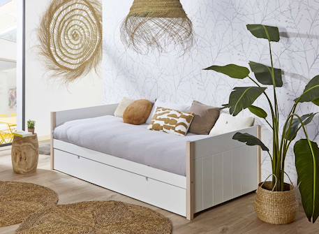 Lit gigogne banquette tyko Blanc & pin 1 - vertbaudet enfant 