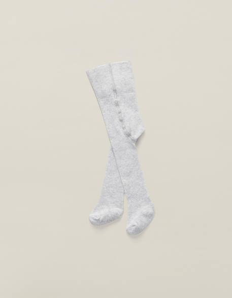 Collant taille haute en coton Gris clair 1 - vertbaudet enfant 