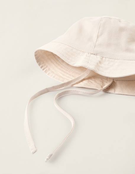 Chapeau en sergé avec bandes latérales Beige clair 2 - vertbaudet enfant 