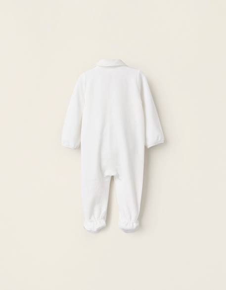 Grenouillère en velours texturé Blanc 2 - vertbaudet enfant 