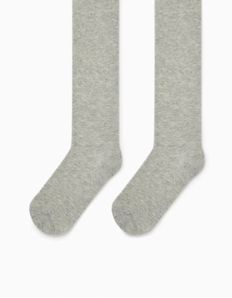 Collants unis en coton Gris clair 1 - vertbaudet enfant 