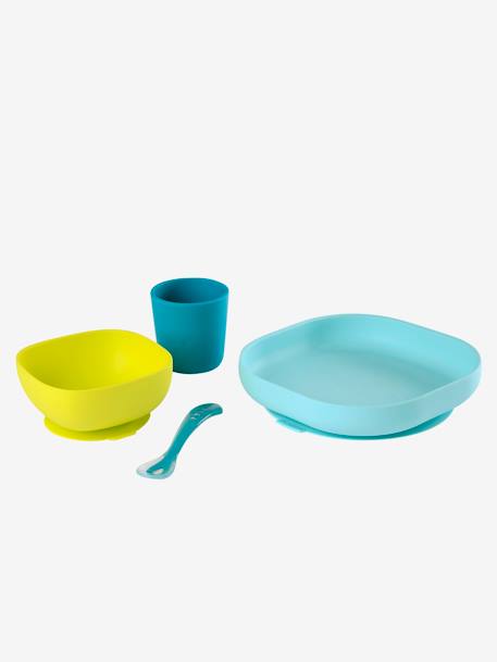 Set vaisselle 4 pièces silicone BEABA bleu+EUCALYPTUS+jaune+jungle+NIGHT BLUE+rose 2 - vertbaudet enfant 