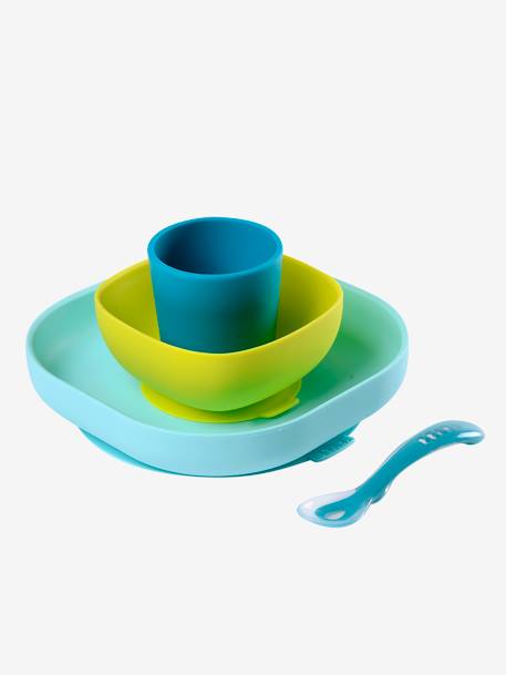 Set vaisselle 4 pièces silicone BEABA bleu+EUCALYPTUS+jaune+jungle+NIGHT BLUE+rose 1 - vertbaudet enfant 