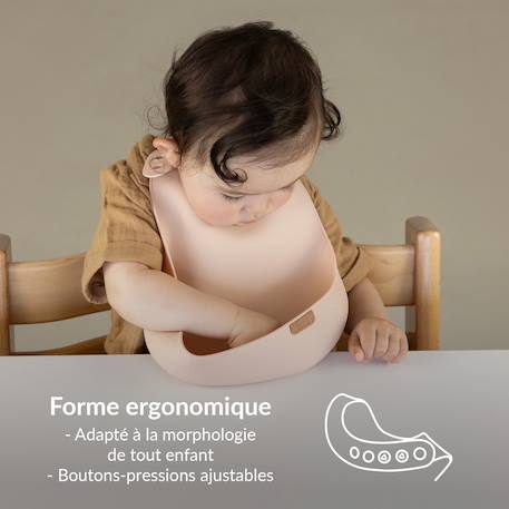 Bavoir récupérateur en silicone difax lovi Beige+Vert 2 - vertbaudet enfant 