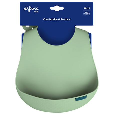 Bavoir récupérateur en silicone difax lovi Beige+Vert 9 - vertbaudet enfant 