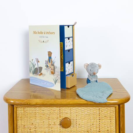 Coffret boîte à trésors et journal de naissance au fil de l'eau Bleu, jaune, blanc 2 - vertbaudet enfant 