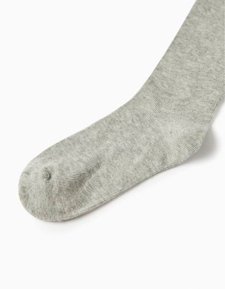 Collants unis en coton Gris clair 3 - vertbaudet enfant 