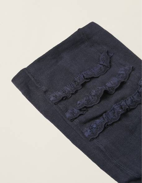 Collants en tricot avec volants Bleu foncé 2 - vertbaudet enfant 