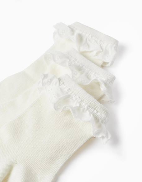 Pack 3 paires de chaussettes avec broderie anglaise Blanc 2 - vertbaudet enfant 