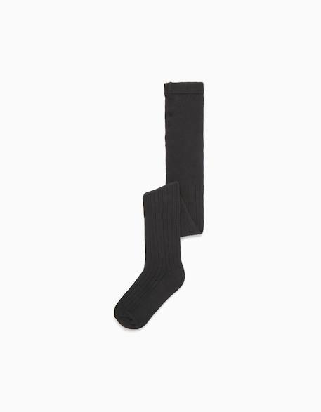 Collants en maille côtelée anti-boulochage Noir 1 - vertbaudet enfant 