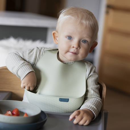 Bavoir récupérateur en silicone difax lovi Beige+Vert 8 - vertbaudet enfant 