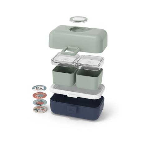 Lunch box à compartiments 800ml tresor Blanc/rose+Bleu dino+Bleu infinity+Bleu wolf+Bleu/crème+Cannelle fox+Rose birds+Rose blush+Rose papercut+Vert forest+Vert raccoon+Vert/bleu 65 - vertbaudet enfant 