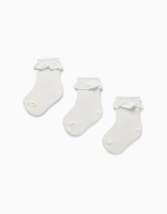 -Pack 3 paires de chaussettes avec broderie anglaise