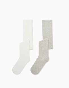 Pack 2 collants uni/côtelé  - vertbaudet enfant