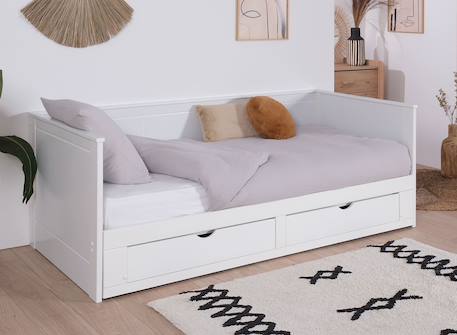 Lit banquette extensible miho Blanc 1 - vertbaudet enfant 
