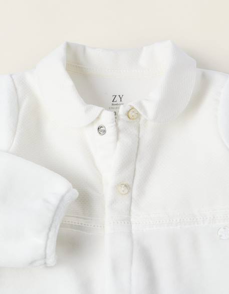 Grenouillère en velours texturé Blanc 3 - vertbaudet enfant 