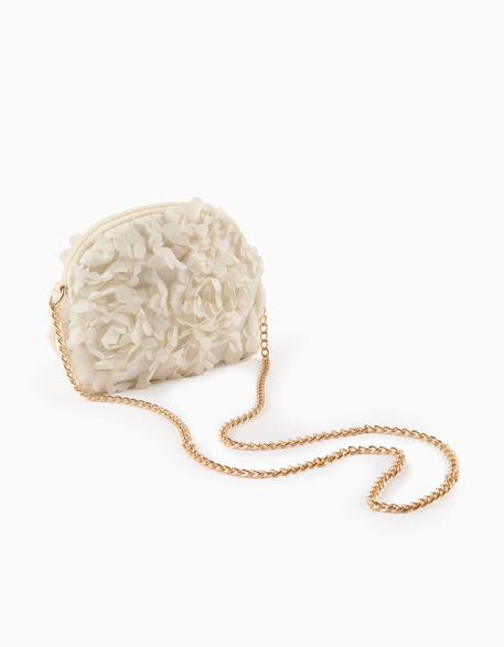 Sac bandoulière avec effet de fleurs Blanc 4 - vertbaudet enfant 