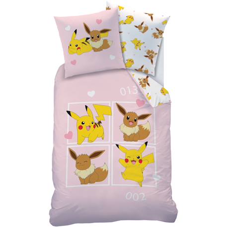 Parure de lit imprimée 100% coton, pokemon evoli Rose 2 - vertbaudet enfant 